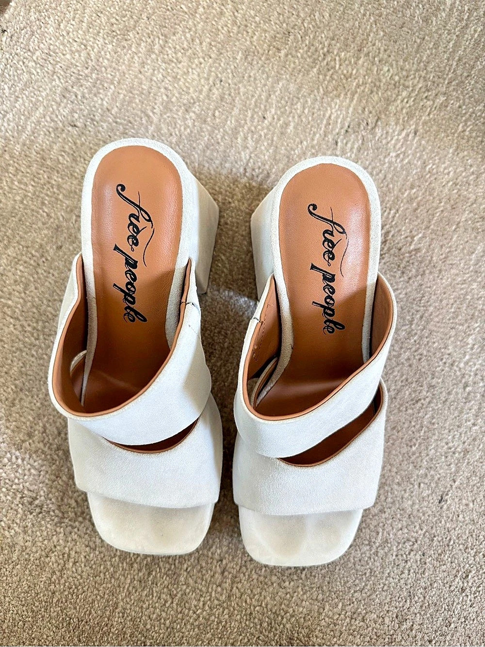 Free People Margo Platform Mules White Block Heel